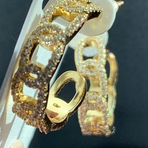 Gold Plated Sterling Chain Hoops New